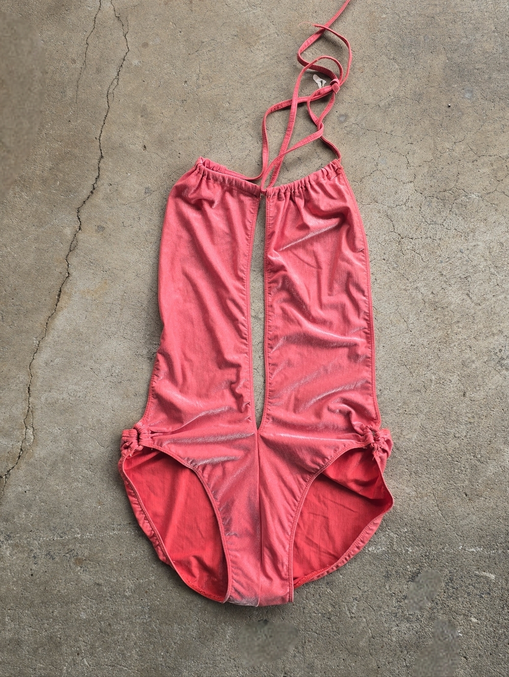 Vintage 60s 70s Metallic Deep V Plunge Swimsuit One Piece